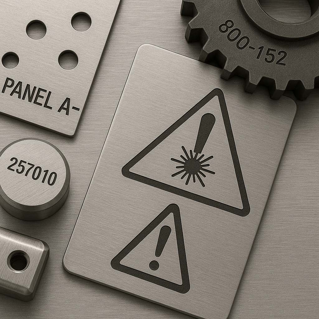 Laser engraved safety warning label